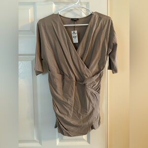 Express Beige Wrap Top
